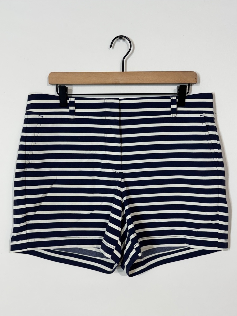 WS39 {J. Crew} Navy Blue White Stripe High Rise Casual Mom Relaxed Shorts